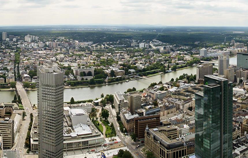 view of frankfurt from the tower platform
